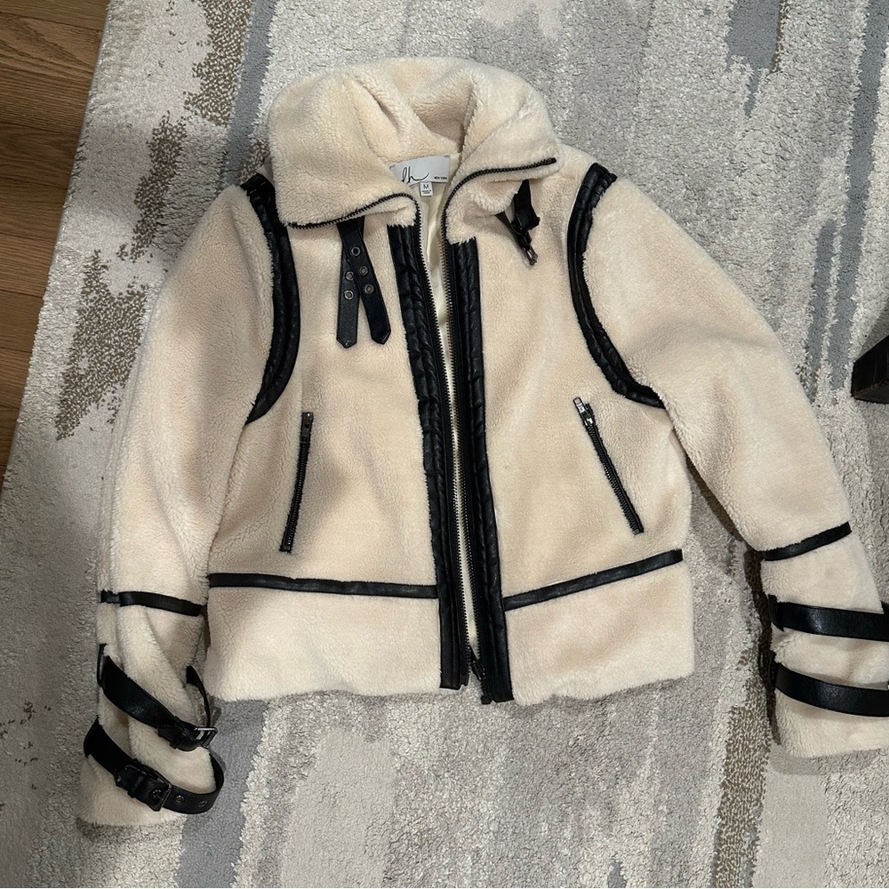 DH New York Sherpa Fur Jacket with Faux leather detail